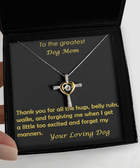 Greatest Dog Mom Cross Sterling Silver Necklace