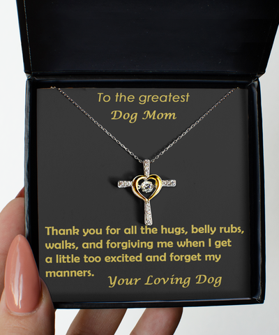 Greatest Dog Mom Cross Sterling Silver Necklace