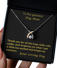 Greatest Dog Mom Wishbone Sterling Silver Necklace