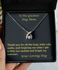 Greatest Dog Mom Wishbone Sterling Silver Necklace