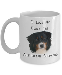 I Love My Black Tri Aussie mug