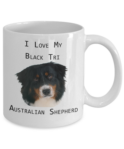 I Love My Black Tri Australian Shepherd Ceramic Mug