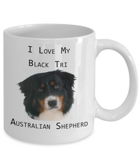 I Love My Black Tri Aussie mug