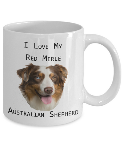 I Love My Red Merle Australian Shepherd Ceramic Mug