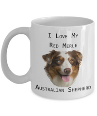 I Love My Red Merle Aussie mug