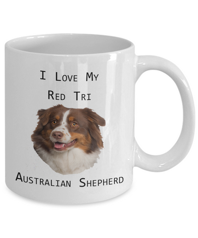 I Love My Red Tri Australian Shepherd Ceramic Mug