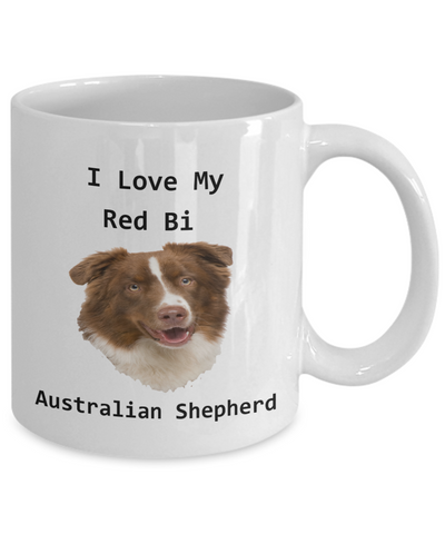 I Love My Red Bi Australian Shepherd Ceramic Mug